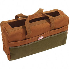 Bucket Boss - 30 Pocket Brown & Green Canvas Tool Bag - 17" Wide x 6" Deep x 10" High - Benchmark Tooling