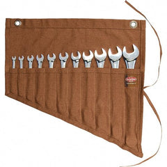 Bucket Boss - 11 Pocket Brown Canvas Tool Roll - 18-3/4" Wide x 1/2" Deep x 18-1/4" High - Benchmark Tooling