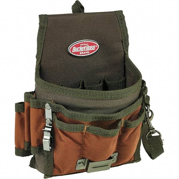 Bucket Boss - 9 Pocket General Purpose Holster - Polyester, Brown & Green - Benchmark Tooling