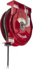 Reelcraft - 10 AWG, 50' Cable Length, Cord & Cable Reel with Flying Lead End - 0 Outlets, 30 Amps, 125 Volts, SEOOW Cable, Red Reel, Spring Driven Reel - Benchmark Tooling