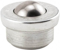 Hudson Bearing - 5/8 Inch Diameter, Round, Stainless Steel Ball Transfer - 1.1875 Inch Overall Diameter, 3/8 Inch Mount Height, 200 Lb. Capacity - Benchmark Tooling