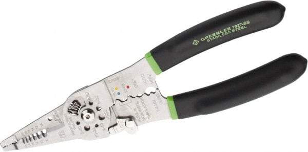 Greenlee - 18 AWG Solid, 20 AWG Stranded Max Capacity Wire Stripper/Crimper - 9" OAL, Cushion Grip Handle - Benchmark Tooling