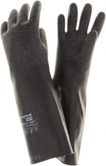 North - Size M (8), 14" Long, 14 mil Thick, Butyl Chemical Resistant Gloves - Rough Finish, Rolled Cuff, Black, FDA Approved - Benchmark Tooling