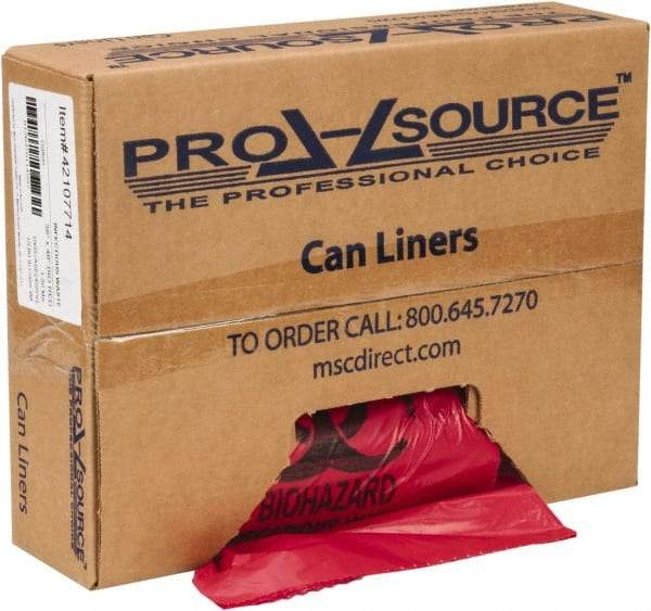 PRO-SOURCE - 45 Gal Capacity, Red, Hazardous Waste Bag - 1.3 mil Thick x 38" Wide x 48" High, Roll - Benchmark Tooling