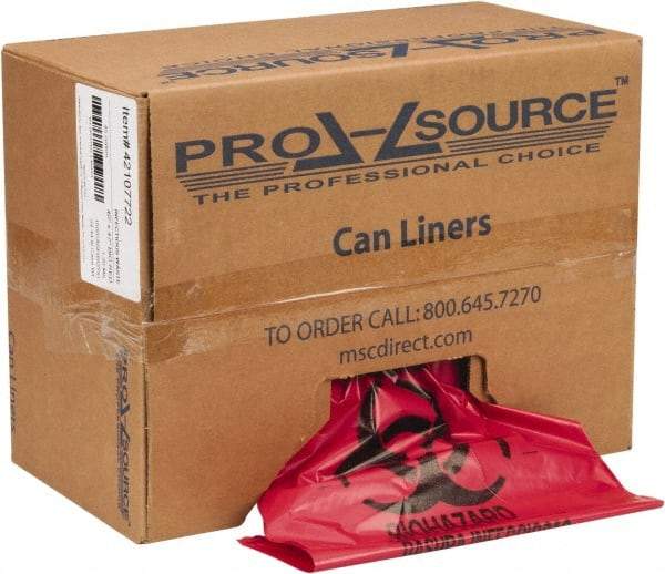 PRO-SOURCE - 45 Gal Capacity, Red, Hazardous Waste Bag - 1.3 mil Thick x 40" Wide x 47" High, Roll - Benchmark Tooling