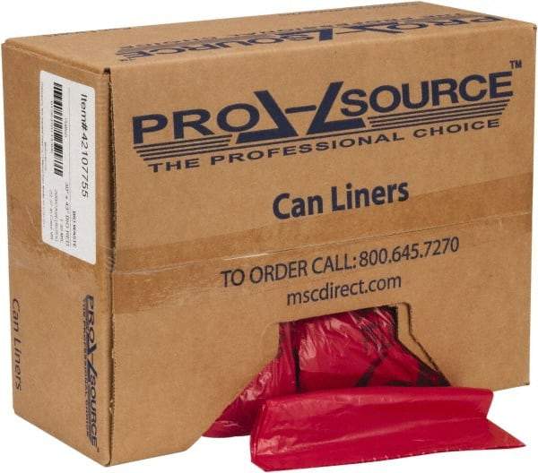 PRO-SOURCE - 32 Gal Capacity, Red, Hazardous Waste Bag - 1.3 mil Thick x 30" Wide x 43" High, Roll - Benchmark Tooling