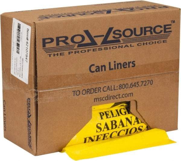 PRO-SOURCE - 45 Gal Capacity, Yellow, Hazardous Waste Bag - 1.3 mil Thick x 40" Wide x 47" High, Roll - Benchmark Tooling