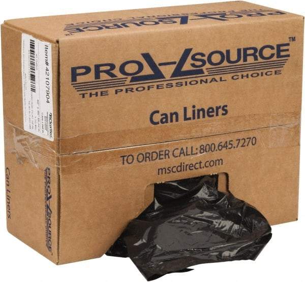 PRO-SOURCE - 1.5 mil Thick, Heavy-Duty Trash Bags - Linear Low-Density Polyethylene (LLDPE), Flat Pack Dispenser, 40" Wide x 46" High, Black - Benchmark Tooling