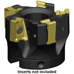 Kennametal - 7 Inserts, 5" Cut Diam, 1-1/2" Arbor Diam, 15.5mm Max Depth of Cut, Indexable Square-Shoulder Face Mill - 0° Lead Angle, 2.38" High, LNGU15T608SRGE Insert Compatibility, Through Coolant, Series MILL 4-15 - Benchmark Tooling