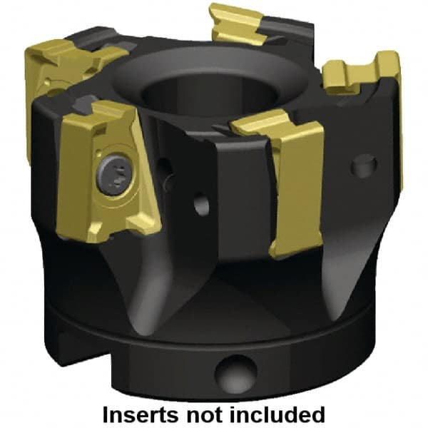 Kennametal - 6 Inserts, 1.968" Cut Diam, 0.867" Arbor Diam, 15.5mm Max Depth of Cut, Indexable Square-Shoulder Face Mill - 0° Lead Angle, 40" High, LNGU15T608SRGE Insert Compatibility, Series MILL 4-15 - Benchmark Tooling