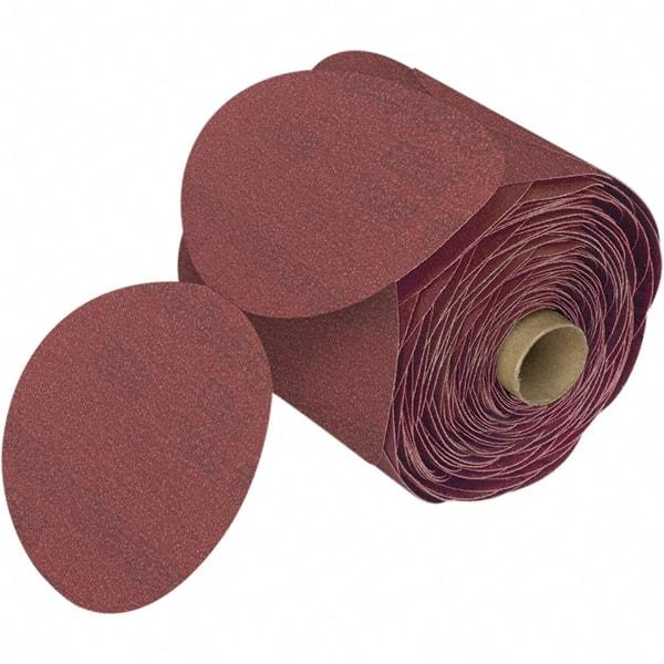 3M - 5" Diam, 320 Grit Aluminum Oxide Adhesive PSA Disc - Extra Fine Grade, Reddish Brown, Film Backing, Flexible, Use with Random Orbital Sanders - Benchmark Tooling