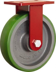 Hamilton - 10" Diam x 2-1/2" Wide x 11-1/2" OAH Top Plate Mount Rigid Caster - Polyurethane Mold onto Cast Iron Center, 2,200 Lb Capacity, Sealed Precision Ball Bearing, 5 x 7" Plate - Benchmark Tooling