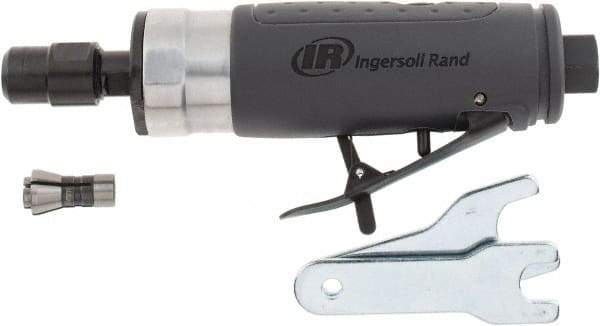 Ingersoll-Rand - 1/4" Collet, Straight Handle, Straight Air Die Grinder - 25,000 RPM, Rear Exhaust, 28 CFM, 0.33 hp, 1/4" Inlet - Benchmark Tooling