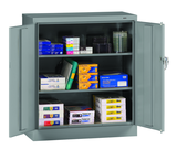 36"W x 18"D x 42"H Counter High Welded Set Up Storage Cabinet, 2 Adj. shelves, w/Raised Bottom - Benchmark Tooling