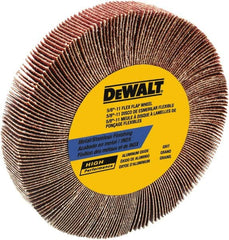 DeWALT - 4-1/2" Diam, 120 Grit Aluminum Oxide Unmounted Flap Wheel - 5/8-11 Thread, 1-1/8" Wide, Coated, Fine Grade, 13,300 Max RPM - Benchmark Tooling