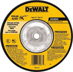 DeWALT - 24 Grit, 6" Wheel Diam, 1/8" Wheel Thickness, Type 27 Depressed Center Wheel - Aluminum Oxide, 10,100 Max RPM, Compatible with Angle Grinder - Benchmark Tooling
