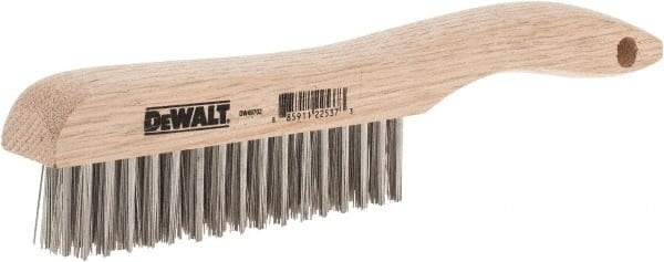 DeWALT - 15 Rows x 4 Columns Stainless Steel Scratch Brush - 10" OAL, 1-1/8" Trim Length, Wood Shoe Handle - Benchmark Tooling