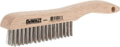 DeWALT - 15 Rows x 4 Columns Stainless Steel Scratch Brush - 10" OAL, 1-1/8" Trim Length, Wood Shoe Handle - Benchmark Tooling