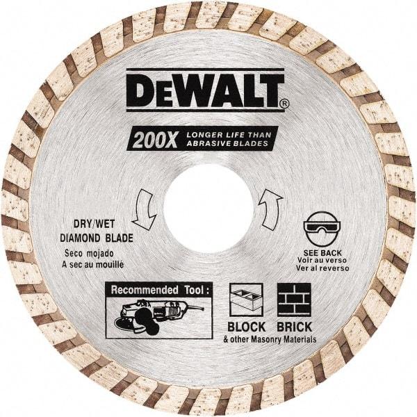 DeWALT - 4" Diam, 5/8 & 7/8" Arbor Hole Diam, Wet & Dry Cut Saw Blade - Diamond Matrix, Standard Round Arbor - Benchmark Tooling