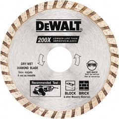 DeWALT - 4" Diam, 5/8 & 7/8" Arbor Hole Diam, Wet & Dry Cut Saw Blade - Diamond Matrix, Standard Round Arbor - Benchmark Tooling