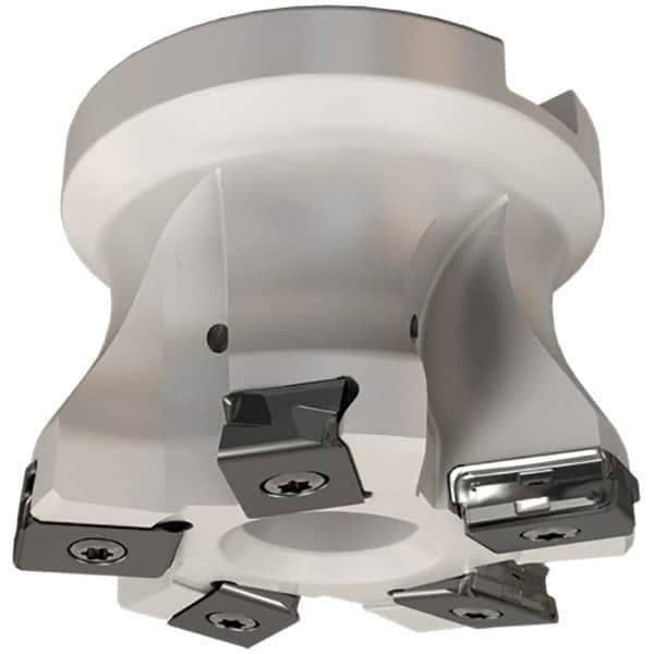 Iscar - 5 Inserts, 63mm Cut Diam, 27mm Arbor Diam, 3mm Max Depth of Cut, Indexable Square-Shoulder Face Mill - 0/90° Lead Angle, 50mm High, HTP LNHT 1006 Insert Compatibility, Through Coolant, Series TangPlunge - Benchmark Tooling