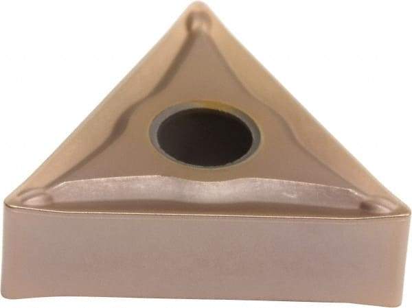Sumitomo - TNMG331 ESU Grade T3000Z Cermet Turning Insert - TiN/AlN Finish, 60° Triangle, 3/8" Inscr Circle, 3/16" Thick, 1/64" Corner Radius - Benchmark Tooling