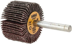 DeWALT - 1-1/2" Diam x 1" Face Width, Coarse Aluminum Oxide Coated Mounted Flap Wheel - 1/4" Shank Mount, 40 Grit, Cloth Backing, 25,000 Max RPM - Benchmark Tooling
