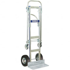 Wesco Industrial Products - 600 Lb Capacity 61-3/4" OAH Hand Truck - 16 x 12" Base Plate, Continuous Handle, Aluminum, Semi-Pneumatic Wheels - Benchmark Tooling