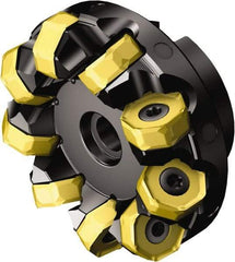 Sandvik Coromant - 125mm Cut Diam, 40mm Arbor Hole, 5.2mm Max Depth of Cut, 42° Indexable Chamfer & Angle Face Mill - 8 Inserts, 745R-2109 Insert, Right Hand Cut, 8 Flutes, Through Coolant, Series Coromill 745 - Benchmark Tooling