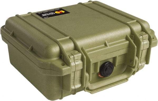 Pelican Products, Inc. - 9-11/16" Wide x 4-7/8" High, Clamshell Hard Case - Olive, Polyethylene - Benchmark Tooling