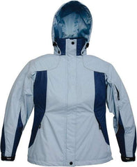 Viking - Size 2XL, Light Blue, Rain, Wind Resistant Jacket - 51" Chest, 4 Pockets, Detachable Hood - Benchmark Tooling