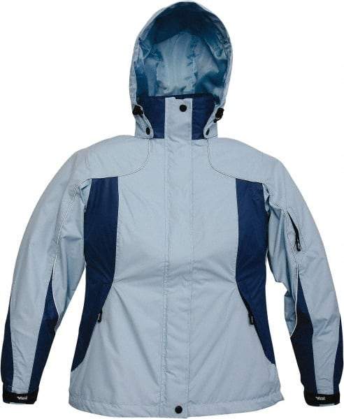 Viking - Size L, Light Blue, Rain, Wind Resistant Jacket - 43" Chest, 4 Pockets, Detachable Hood - Benchmark Tooling