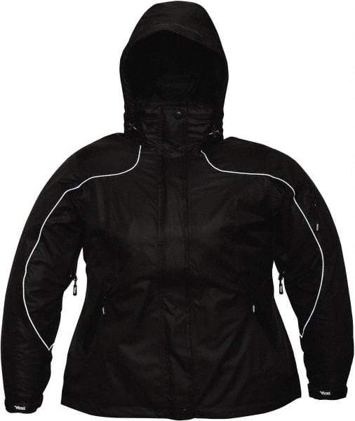 Viking - Size 2XL, Black, Rain, Wind Resistant Jacket - 51" Chest, 4 Pockets, Detachable Hood - Benchmark Tooling
