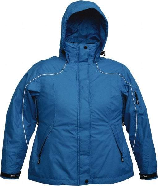 Viking - Size XL, Blue, Rain, Wind Resistant Jacket - 47" Chest, 4 Pockets, Detachable Hood - Benchmark Tooling