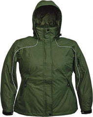 Viking - Size 2XL, Green, Rain, Wind Resistant Jacket - 51" Chest, 4 Pockets, Detachable Hood - Benchmark Tooling