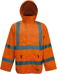 Viking - Size 3XL, High Visibility Orange, Rain, Wind Resistant Jacket - 55" Chest, 4 Pockets, Detachable Hood - Benchmark Tooling