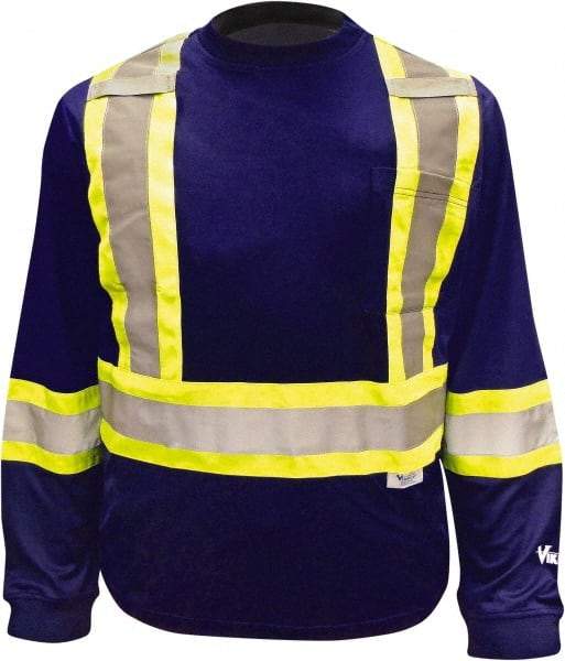 Viking - Size M, Navy Blue, High Visibility, Long Sleeve T-Pocket, - 40" Chest, 1 Pocket, Cotton/Polyester - Benchmark Tooling