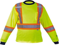 Viking - Size L, Hi-Viz Lime, High Visibility, Long Sleeve T-Pocket, - 43" Chest, 1 Pocket, Cotton/Polyester - Benchmark Tooling