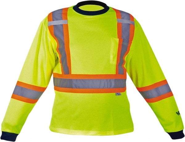 Viking - Size S, Hi-Viz Lime, High Visibility, Long Sleeve T-Pocket, - 37" Chest, 1 Pocket, Cotton/Polyester - Benchmark Tooling