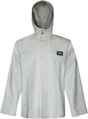 Viking - Size M, White, Rain, Chemical, Wind Resistant Jacket - 40" Chest, Detachable Hood - Benchmark Tooling