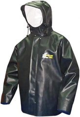 Viking - Size XL, Green, Rain, Chemical, Wind Resistant Jacket - 47" Chest, Attached Hood - Benchmark Tooling