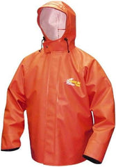 Viking - Size M, Orange, Rain, Chemical, Wind Resistant Jacket - 40" Chest, Attached Hood - Benchmark Tooling