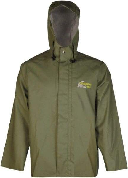 Viking - Size XL, Green, Chemical, Rain, Wind Resistant Jacket - 47" Chest, Attached Hood - Benchmark Tooling