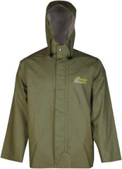 Viking - Size L, Green, Chemical, Rain, Wind Resistant Jacket - 43" Chest, Attached Hood - Benchmark Tooling