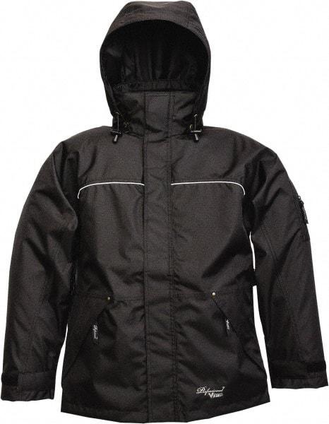 Viking - Size S, Black, Rain, Wind Resistant Jacket - 37" Chest, 3 Pockets, Detachable Hood - Benchmark Tooling