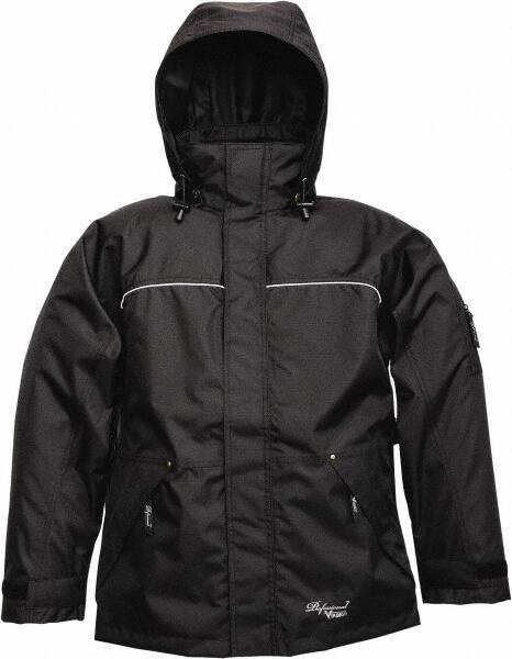 Viking - Size 3XL, Black, Rain, Wind Resistant Jacket - 55" Chest, 3 Pockets, Detachable Hood - Benchmark Tooling
