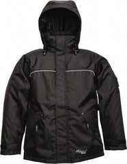 Viking - Size 2XL, Black, Rain, Wind Resistant Jacket - 51" Chest, 3 Pockets, Detachable Hood - Benchmark Tooling