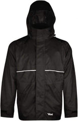 Viking - Size 2XL, Black, Rain, Wind Resistant Jacket - 51" Chest, 3 Pockets, Detachable Hood - Benchmark Tooling