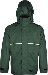 Viking - Size L, Green, Rain, Wind Resistant Jacket - 43" Chest, 3 Pockets, Detachable Hood - Benchmark Tooling