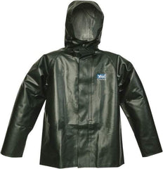 Viking - Size S, Green, Chemical, Rain, Wind Resistant Jacket - 37" Chest, Detachable Hood - Benchmark Tooling